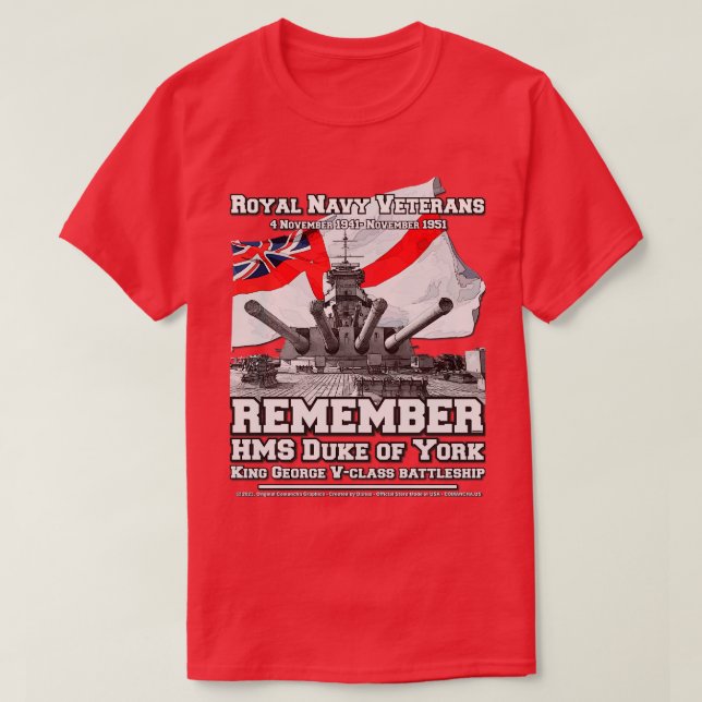 REMEMBER HMS Prince of Wales Battleship T-Shirt (Design Front)