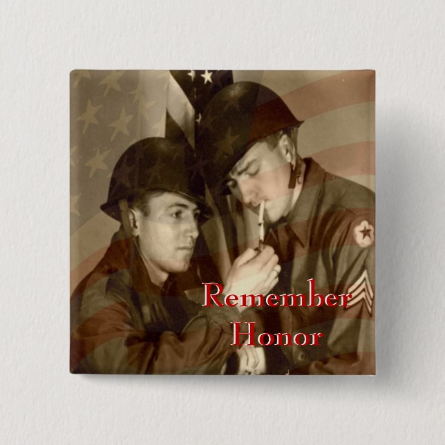 Remember - Honor Veterans Day WWII Button (Front)