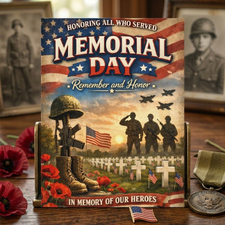 Remember Honor Vintage Patriotic Memorial Day USA Holiday Postcard