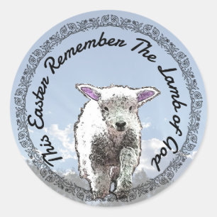 Remember Lamb of God Easter Digital Art on Sky Classic Round Sticker
