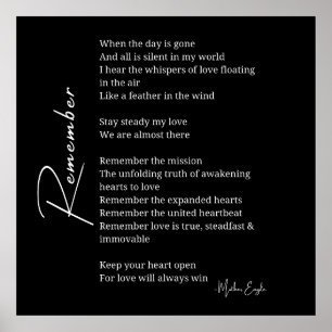 Remember Love poem poster wall art decor black and