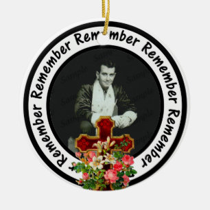 Remember Loved One Frame Circle Add Your Photo Ceramic Ornament