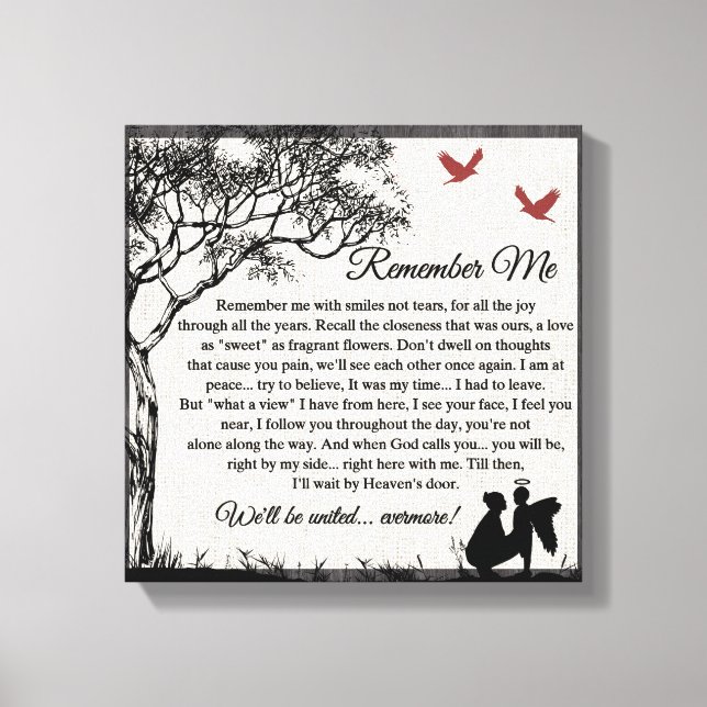 Remember Me Canvas Print (Front)