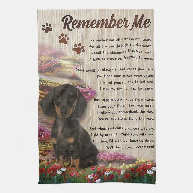 Remember Me Dachshund Kitchen Towel (Vertical)