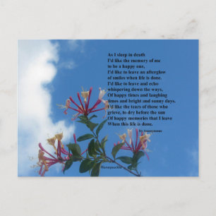 Remember Me Poem Postcard