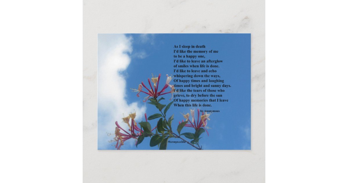 Remember Me Poem Postcard | Zazzle