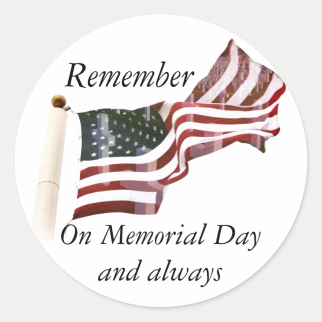 Remember Memorial Day  Classic Round Sticker (Front)