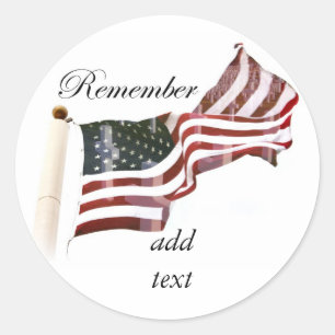 Remember  Memorial Day - Crosses Within Old Glory Classic Round Sticker