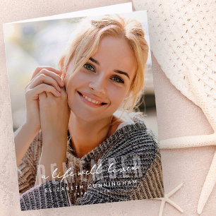Remember Memorial Modern Simple Elegant Photo Letterpress Thank You Card