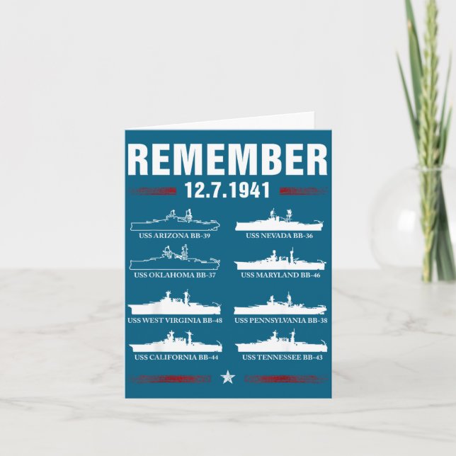 Remember Pearl Harbor Memorial Day Illustration Card (Front)
