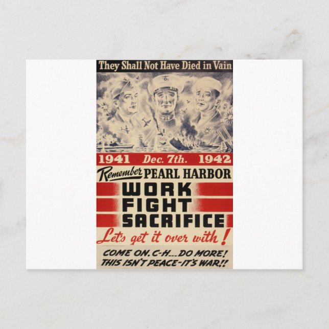 Remember Pearl Harbor Postcard (Front)