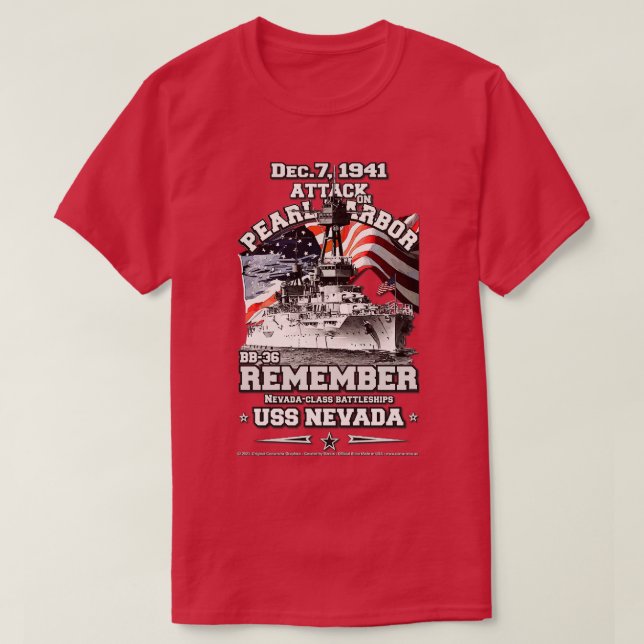 REMEMBER Pearl Harbor USS Nevada BB36 T-Shirt (Design Front)