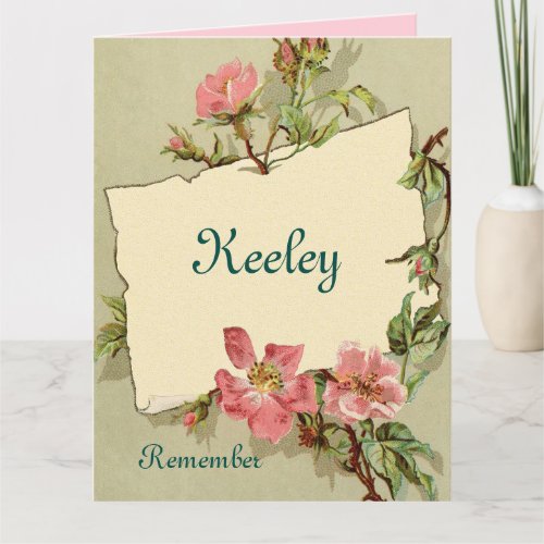 Remember Pink Roses Sympathy Greeting Card