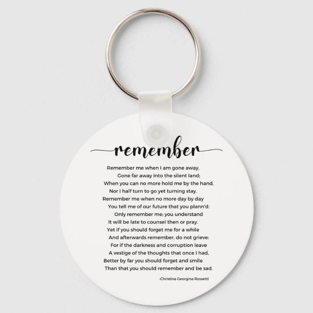 Remember Poem Vintage Keychain (Front)