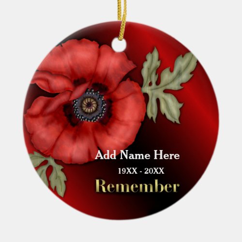 Remember Poppy _ Customize Ceramic Ornament