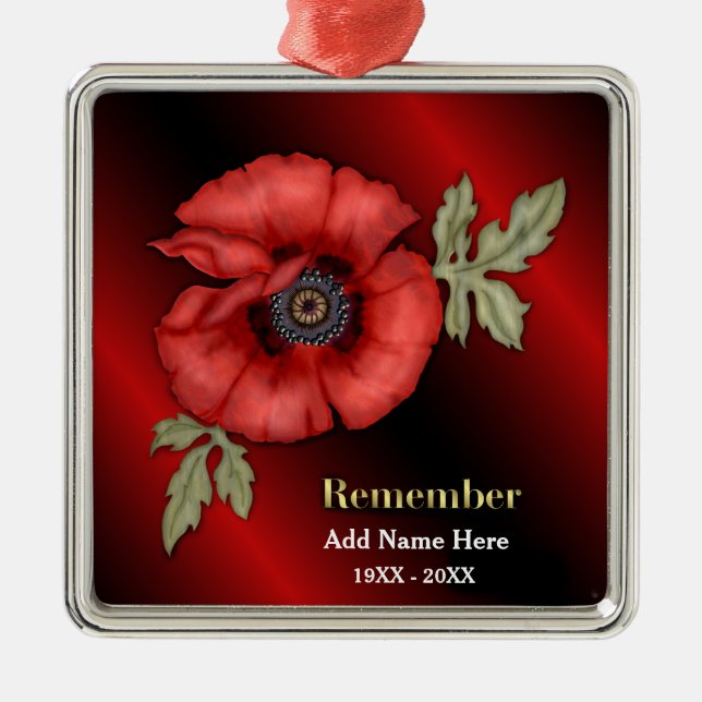 Remember Poppy - Customize Metal Ornament (Front)