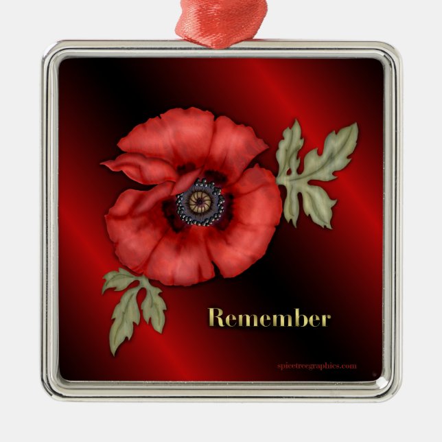 Remember Poppy Metal Ornament (Front)