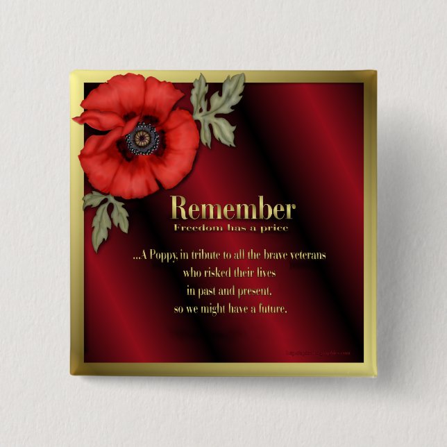 Remember Poppy Pinback Button (Front)