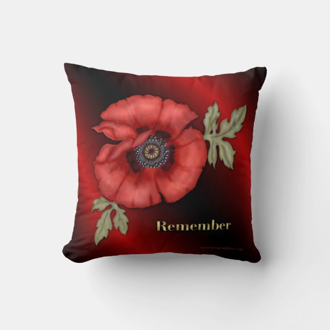 Remember Poppy Throw Pillow (Front)