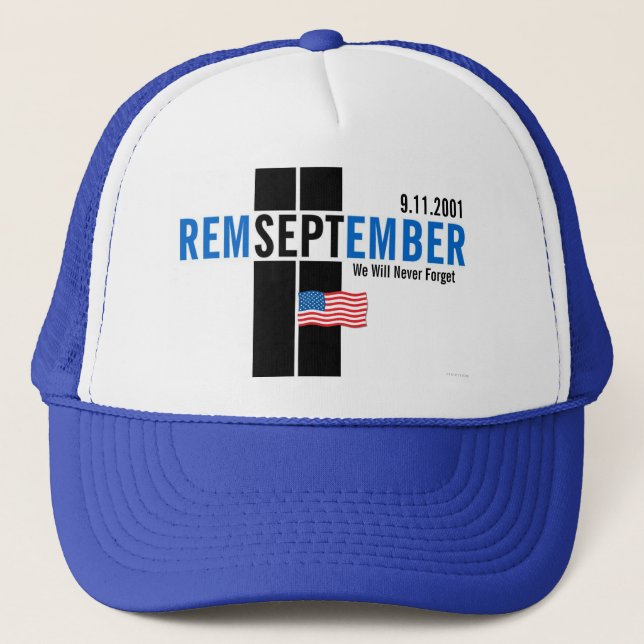 Remember September 11 Flag Hat Blue (Front)