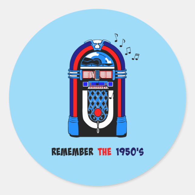 Remember the 1950s, jukebox, classic round sticker (Front)