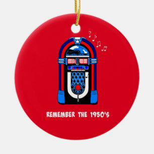 Remember the '50s, vintage jukebox, ceramic ornament