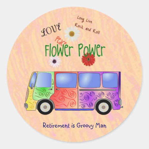 Remember the 60s Rock and Roll Groovy Retirement Classic Round Sticker