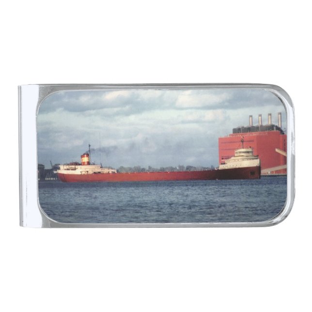 Remember the Crew of the Edmund Fitzgerald Silver Finish Money Clip (Front)