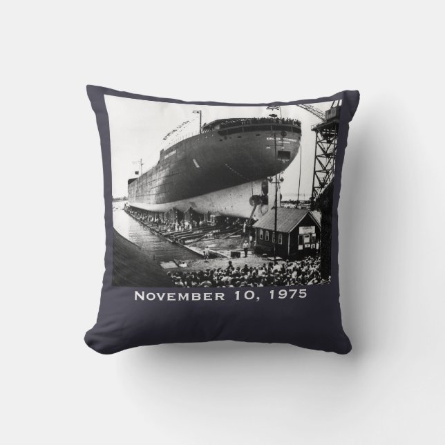 Remember the Edmund Fitzgerald Throw Pillow (Front)