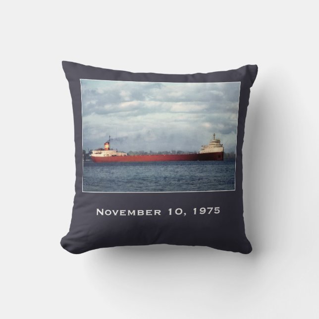 Remember the Edmund Fitzgerald Throw Pillow (Front)