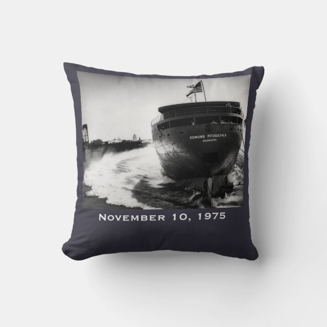 Remember the Edmund Fitzgerald Throw Pillow (Front)
