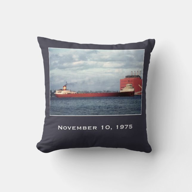 Remember the Edmund Fitzgerald Throw Pillow (Front)