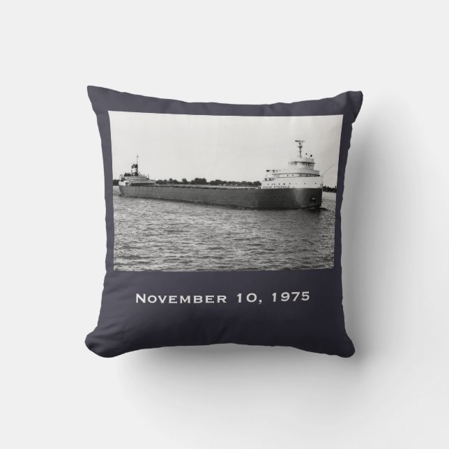 Remember the Edmund Fitzgerald Throw Pillow (Front)