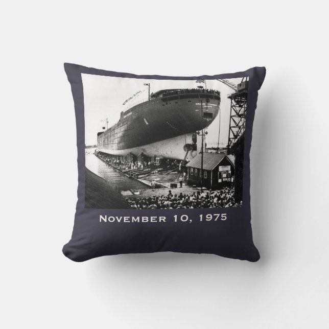 Remember the Edmund Fitzgerald Throw Pillow (Front)