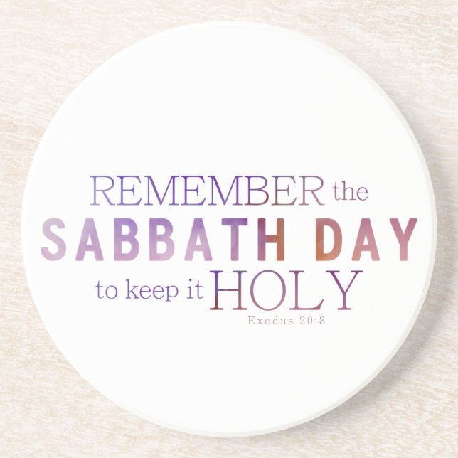 Remember the Sabbath Day 10 Commandments Coaster (Front)