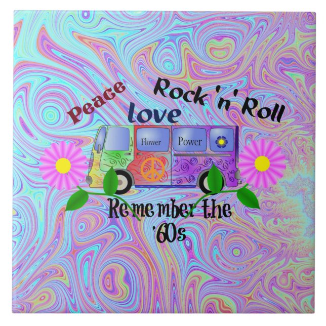 Remember the Sixties, psychedelic design, Ceramic  Ceramic Tile (Front)