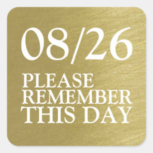 remember this day... save the date square sticker