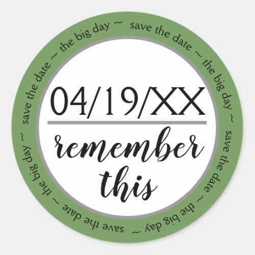 Remember This Green Save the Date _ Circle Sticker