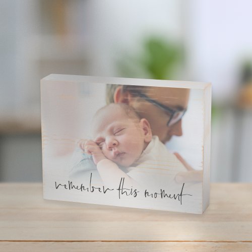 Remember This Moment Dad Script Photo Overlay Wooden Box Sign