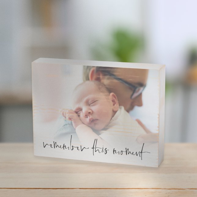 Remember This Moment Dad Script Photo Overlay Wooden Box Sign (Creator Uploaded)