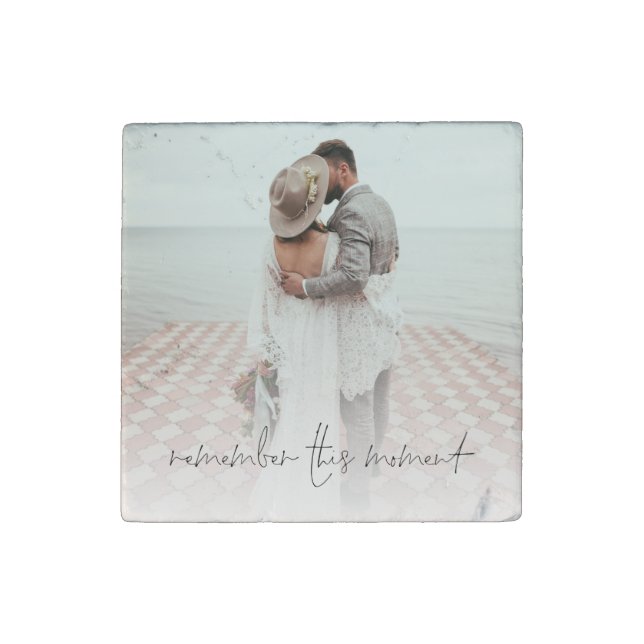 Remember This Moment Photo Newlywed Memento Stone Magnet (Front)