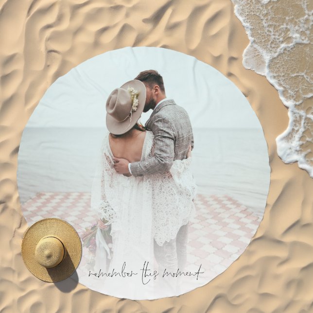 Remember This Moment Quote Photo Overlay  Beach Towel (Beach)