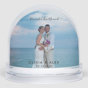 Remember This Moment Wedding Photo Snow Globe