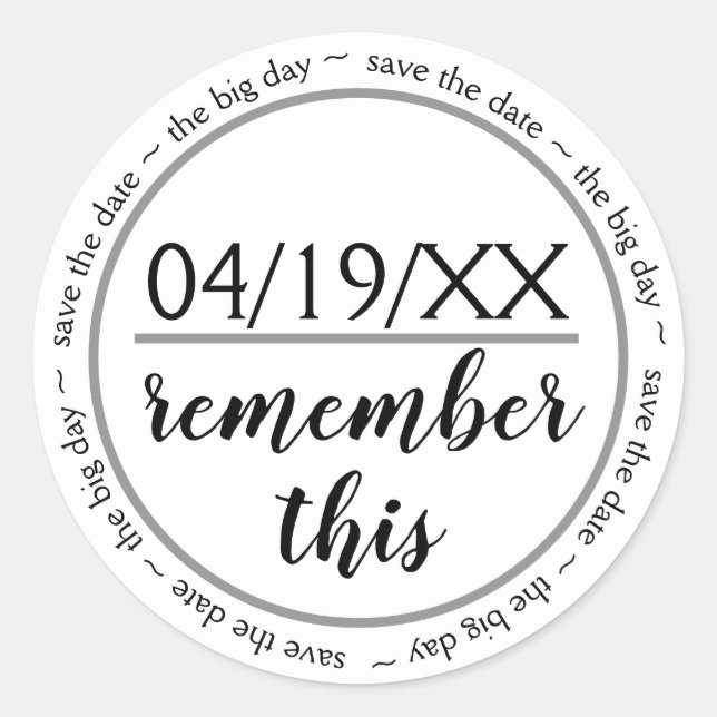 Remember This Save the Date - Circle Sticker (Front)