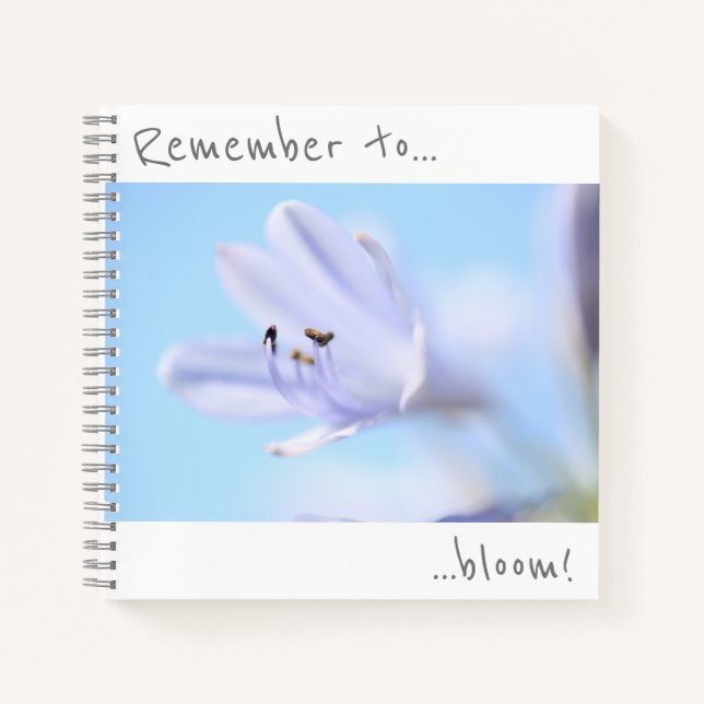 Remember to bloom Blue Purple Flower Notebook (Front)