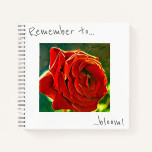 Remember to bloom Red Rose Flower Notebook