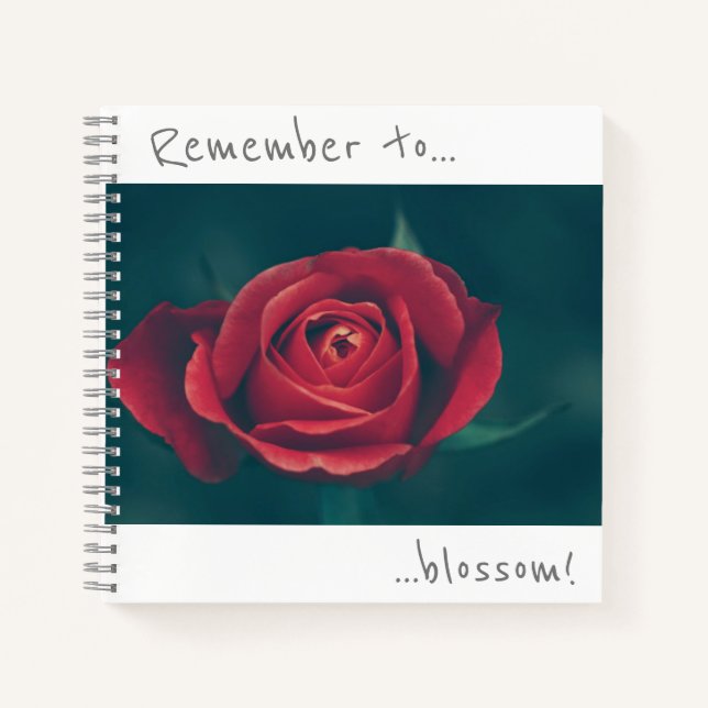 Remember to blossom Red Rose Flower Notebook (Front)