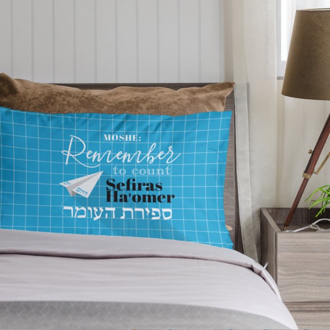 Remember to Count Sefiras Haomer Blue Airplane Pillow Case (Creator Uploaded)