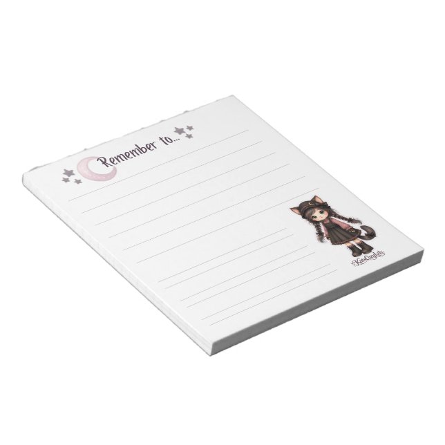 Remember To - Goth Cat Moon Notepad (Angled)