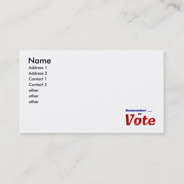 Remember to Vote Business Card (Front)